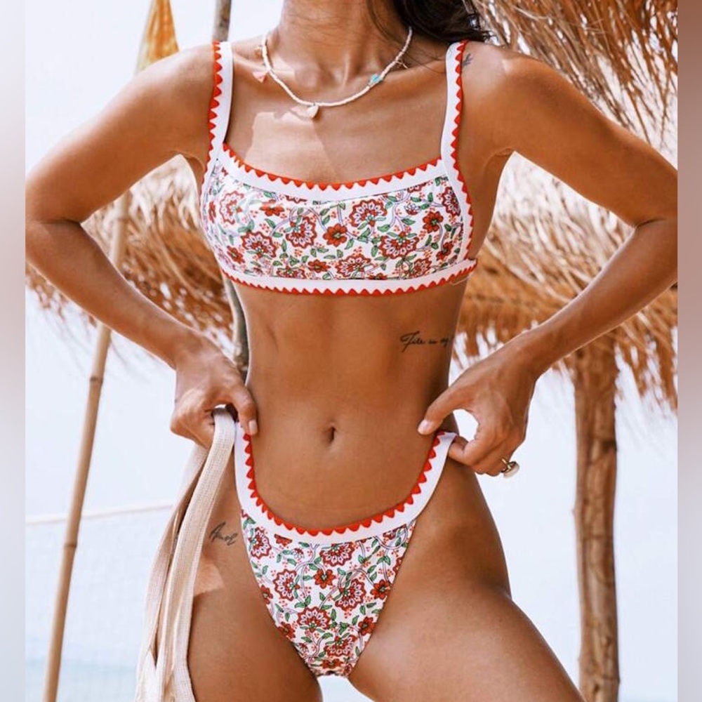 Red Floral Bikini